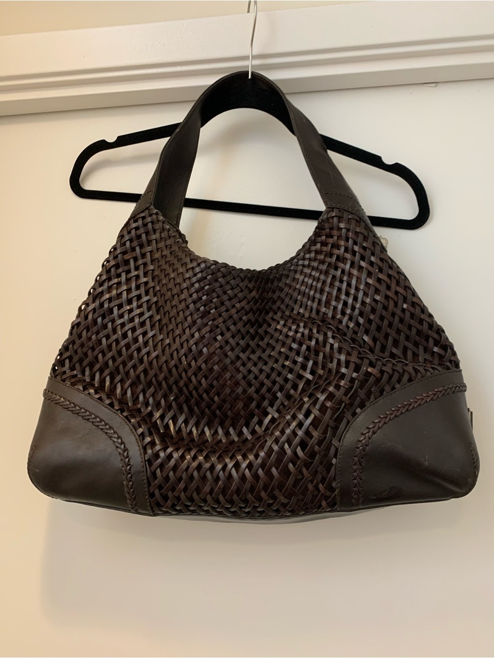 Maxx New York Woven Hobo Bag in Dark Brown